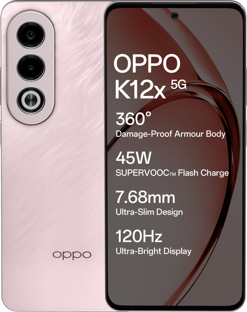 OPPO K12x 5G with 45W SUPERVOOC Charger In-The-Box (Feather Pink, 128 ...