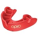 OPRO Bronze Level Adult and Kids Sports Mouthguard with Case and Fitting Device, Kids Gum Shield for Hockey, Lacrosse, Rugby, MMA, Boxing and Other Contact and Combat Sports (Red, Youth)