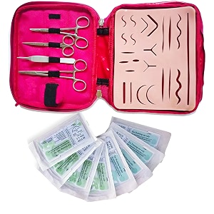 opsys silicone suture practice model kit ultra-pad-including extra large silicone suture training practice pad with 23 pre-cut wounds and suture tools kit