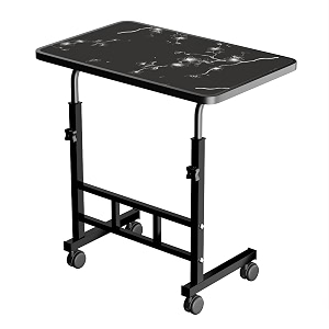 optifine wooden multipurpose adjustable height table with wheels for work from home study office and bedroom black flower adjustable