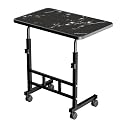 OPTIFINE Wooden Multipurpose Adjustable Height Table with Wheels for Work from Home, Study, Office and Bedroom (Black Flower Adjustable)