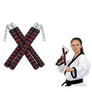 optifit 2 pcs 11 inch covered foam nunchucks for beginners karate practice