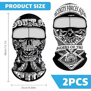 optifit 2pcs skull mask balaclava for men amp women ice silk spandex uv protection breathable quick dry punk print face mask neck gaiter for outdoor cycling biking running sports multicolour