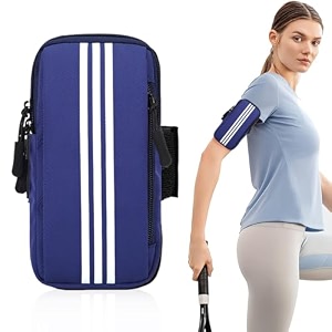 optifit waterproof phone armband arm holder for running jogging hiking anti-slip breathable with adjustable elastic strap zipper pocket for keys amp earbuds fits up to 673939 smartphone blue