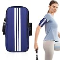 Optifit® Waterproof Phone Armband Arm Holder for Running, Jogging, Hiking Anti-Slip, Breathable with Adjustable Elastic Strap, Zipper Pocket for Keys & Earbuds, Fits Up to 6.7'' Smartphone, Blue