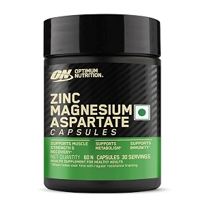 optimum nutrition on zinc magnesium aspartate zma - 60 capsules muscle strength metabolism immunity vegetarian