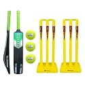 Optimus® Cricket Kit Combo Set - 1 Plastic Bat 8 No. - 13 to 14 Yrs Age, 3 Cricket Tennis Ball, 30 Inch Plastic Stump Set 3 Pcs 2 Bails with Base - Orange Alpha B