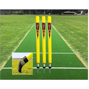 optimus cricket plastic target stump wicket 3 pcs-flexible steel spring amp ground spike - n