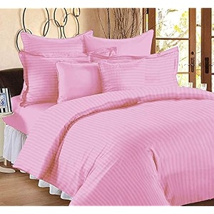 home decor 300 tc microfiber satin stripes plain bedsheet for double bed king 90 inch x 100 inch size with two pillow covers for home-hotels-guest house- rose pink