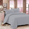 Home Decor 300 Tc Microfiber Satin Stripes Plain Bedsheet for Double Bed King 90 inch x 100 inch Size with Two Pillow Covers for Home-Hotels-Guest House- (Grey)