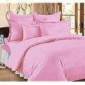 Home Decor 300 TC Microfiber Satin Stripes Plain Bedsheet for Double Bed King 90 inch x 100 inch Size with Two Pillow Covers for Home-Hotels-Guest House- (Rose Pink)