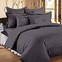Home Decor 300 TC Microfiber Satin Stripes Plain Bedsheet for Double Bed King 90 inch x 100 inch Size with Two Pillow Covers for Home-Hotels-Guest House- (Dark Grey)