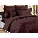 Home Decor 300 TC Microfiber Satin Stripes Plain Bedsheet for Double Bed King 90 inch x 100 inch Size with Two Pillow Covers for Home-Hotels-Guest House- (Brown)