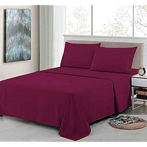 solid color 100 soft and premium 4 double bedsheet with 8 pillow covers size 230 cm x 228 cm wine