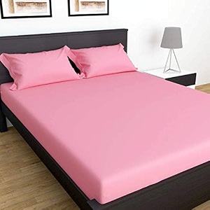 solid color 100 soft and premium 4 double bedsheet with 8 pillow covers size 230 cm x 228 cm pink