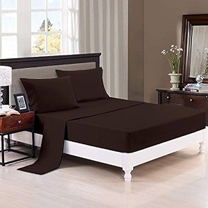 solid color 100 soft and premium 1 double bedsheet with 2 pillow covers size 230 cm x 228 cm umber brown