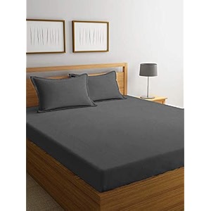 solid color 100 soft and premium 2 double bedsheet with 4 pillow covers size 230 cm x 228 cm dark grey