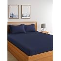 Solid Color 100% Soft and Premium 2 Double Bedsheet with 4 Pillow Covers Size 230 cm x 228 cm, Navy Blue