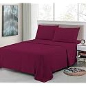 Solid Color 100% Soft and Premium 4 Double Bedsheet with 8 Pillow Covers Size 230 cm x 228 cm, Wine