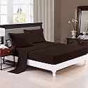 Solid Color 100% Soft and Premium 4 Double Bedsheet with 8 Pillow Covers Size 230 cm x 228 cm, Umber Brown