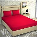 Solid Color 100% Soft and Premium 4 Double Bedsheet with 8 Pillow Covers Size 230 cm x 228 cm, Red