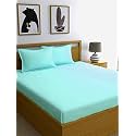 Solid Color 100% Soft and Premium 1 Double Bedsheet with 2 Pillow Covers Size 230 cm x 228 cm, Aqua