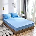 Solid Color 100% Soft and Premium 2 Double Bedsheet with 4 Pillow Covers Size 230 cm x 228 cm, Light Blue