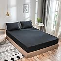 Solid Color 100% Soft and Premium 2 Double Bedsheet with 4 Pillow Covers Size 230 cm x 228 cm, Black
