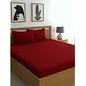 Solid Colour Microfibre Soft and Premium 1 Double Bedsheet with 2 Pillow Covers Size 230 cm x 228 cm, Maroon