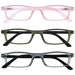opulize ted reading glasses 3 pack narrow lightweight frame mens womens scratch resistant spring hinges rrr17
