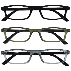 opulize ted reading glasses 3 pack narrow lightweight frame mens womens scratch resistant spring hinges rrr17