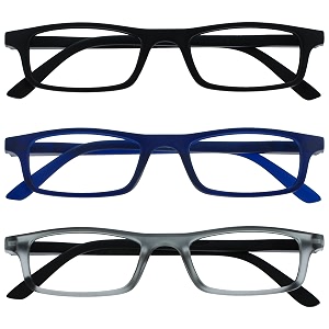 opulize ted reading glasses 3 pack narrow lightweight frame mens womens scratch resistant spring hinges rrr17