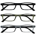 Opulize Ted Reading Glasses 3 Pack Narrow Lightweight Frame Mens Womens Scratch Resistant Spring Hinges RRR17