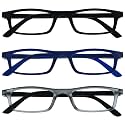 Opulize Ted Reading Glasses 3 Pack Narrow Lightweight Frame Mens Womens Scratch Resistant Spring Hinges RRR17