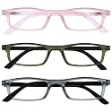 Opulize Ted Reading Glasses 3 Pack Narrow Lightweight Frame Mens Womens Scratch Resistant Spring Hinges RRR17