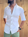 oquent Men Self Design Casual White Shirt
