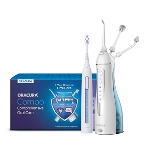 oracura daily pro combo oc200 smart plus water flosser white amp sb300 sonic smart electric rechargeable toothbrush blue