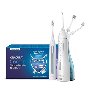 oracura daily pro combo oc200 smart plus water flosser white amp sb300 sonic smart electric rechargeable toothbrush green