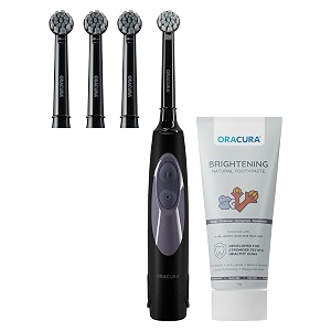 oracura ob100 oscillating electric toothbrush for men amp women  battery operated 1 brush head included ipx6 water resistant - white
