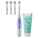 Oracura OB100 Oscillating Electric Toothbrush for Men &amp; Women – Battery Operated, 1 Brush Head Included, IPX6 Water Resistant - White