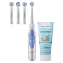 ORACURA OB100 Oscillating Electric Toothbrush for Men & Women – White, Comes with 3 Extra Brush Heads + Coconut Brightening Natural Toothpaste & Waterproof