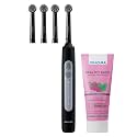 ORACURA OB200 Oscillating Electric Toothbrush for Men & Women – Black, Comes with Extra 3 Brush Heads + Graps Brightening Natural Toothpaste, Rechargeable & Waterproof