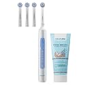 ORACURA OB200 Oscillating Electric Toothbrush for Men & Women – White, Includes 3 Brush Heads + Coconut Brightening Natural Toothpaste, Rechargeable & Waterproof