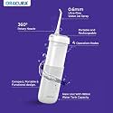 ORACURA OC180 Compact PLUS Water Flosser for Teeth (Grey) | 365 Days Warranty | Water Flosser with 2 Tips (Standard + Tongue Cleaner) | Portable Electric Flosser | 4 Modes, 8 Pressure Settings