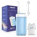ORACURA OC180 Compact PLUS Water Flosser for Teeth (Blue) | 365 Days Warranty | Water Flosser with 2 Tips (Standard + Tongue Cleaner) | Portable Electric Flosser | 4 Modes, 8 Pressure Settings