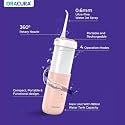 ORACURA OC180 Compact PLUS Water Flosser for Teeth (Peach) | 365 Days Warranty | Water Flosser with 2 Tips (Standard + Tongue Cleaner) | Portable Electric Flosser | 4 Modes, 8 Pressure Settings