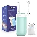 ORACURA OC180 Compact PLUS Water Flosser for Teeth (Green) | 365 Days Warranty | Water Flosser with 2 Tips (Standard + Tongue Cleaner) | Portable Electric Flosser | 4 Modes, 8 Pressure Settings
