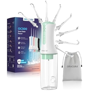 oracura oc300 pro kids parent care water flosser for teeth  4 modes 300ml amp 200ml tanks with 8 tips  water flosser for adults amp kids with braces green