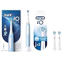 Oral-B iO3 Ultimate Electric Toothbrush For Adults, 3 Smart Modes, Round Brush Head (Blue) With Original iO Electric Toothbrush White Replacement Brush Heads, Pack Of 2 Refills