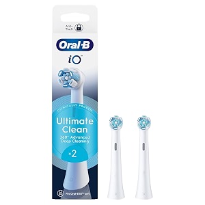oral b original io electric toothbrush ultimate clean white replacement brush heads tuft-in-tuft bristle technology pack of 2 refills for professional cleaning and gum health